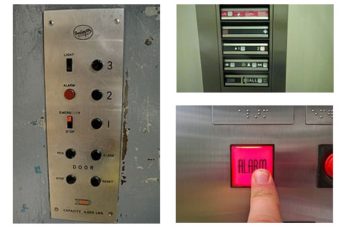 貨梯、乘客電梯和緊急呼叫按鈕