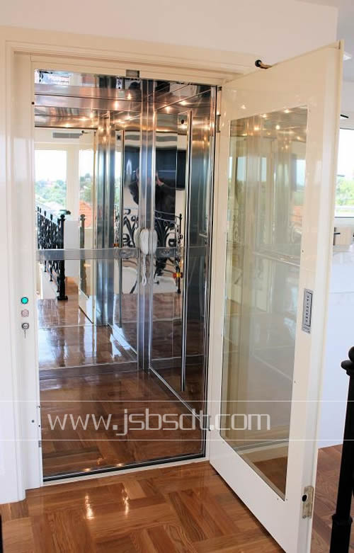 鏡面不銹鋼后壁手拉門液壓電梯