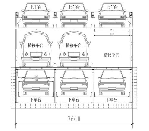 三層升降橫移底坑式立體停車(chē)庫(kù)